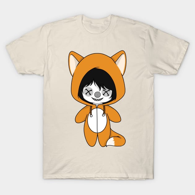 creepypasta laughing jack fox costume doll T-Shirt by LillyTheChibi